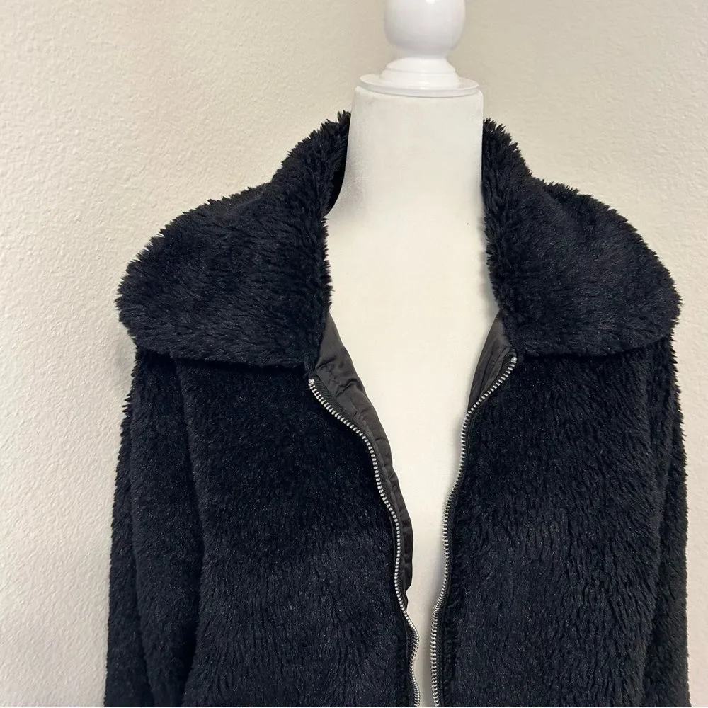 EMORY PARK Zip Up Soft Teddy Furry Bomber coat   Jacket - Picture 3 of 6